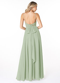 Azazie Gracie Bridesmaid Dresses Dusty Sage A-Line Pleated Chiffon Dress image2
