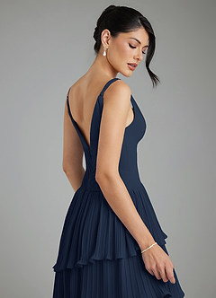 Azazie Rosa Bridesmaid Dresses Dark Navy A-Line Pleated Chiffon Dress image8