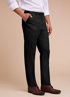 front Carter Black Cotton Linen Blend Dress Pants