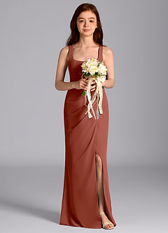 Azazie Mero Junior Auburn Mermaid Pleated Chiffon Dress image1