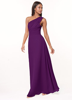 Azazie Ashley Bridesmaid Dresses Grape A-Line Ruched Chiffon Dress image4
