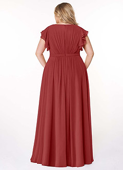 Azazie Daphne Modest Bridesmaid Dresses A-Line Ruffled Chiffon Floor-Length Dress image8