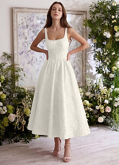 Sephone Cream Beading Rhinestone Jacquard Maxi Dress image4