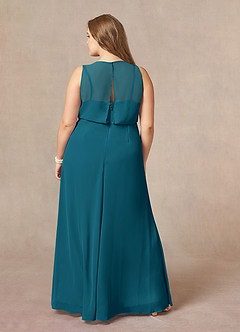 Azazie Marchioness Mother of the Bride Dresses Ink Blue A-Line Scoop Pleated Chiffon Dress image8