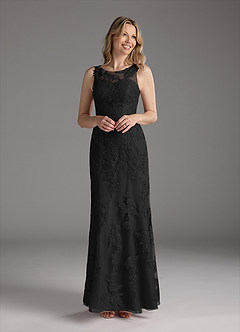 Azazie Whilhelmina vestidos de madre de la novia Vestido de Negro de Gasa de Sirena con Encaje image3