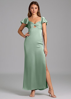 Azazie Demia Bridesmaid Dresses Agave Sheath Sweetheart Neckline Stretch Satin Dress image5