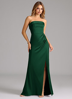 Azazie Aretha Bridesmaid Dresses Dark Green A-Line Strapless Stretch Satin Convertible Dress image4