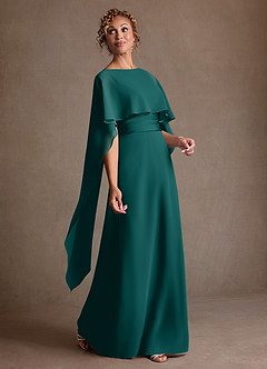 Azazie Marilla Mère de la mariée Robes Robe Trapèze en Mousseline de soie Plissée Paon image2