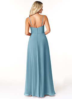 Azazie Moira Bridesmaid Dresses Moody Blue A-Line Scoop Chiffon Dress image2