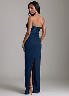 Azazie Sonora Suknie dla druhen Osłona Bez ramiączek Satyna elastyczna Do ziemi Sukienka image7