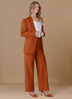 front Amelia Naranja Quemada Blazer extragrande de alto rendimiento con tejido refinado