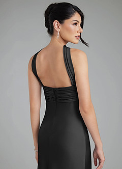 Azazie Marryn Brautjungfernkleider Meerjungfrau-Linie Herzausschnitt Stretch-Satin Kleid Schwarz image9