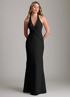 Azazie Valerie Bridesmaid Dresses Black Mermaid Pleated Chiffon Dress image3