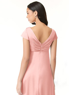 Azazie Allessia Maternity Bridesmaid Dresses A-Line Pleated Stretch Satin Floor-Length Dress image7