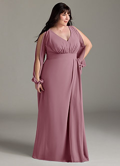 Azazie Matilda Bridesmaid Dresses Vintage Mauve A-Line Long Sleeve Chiffon Dress image12