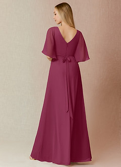 Azazie Cierra Bridesmaid Dresses Mulberry A-Line V-Neck Chiffon Dress image2