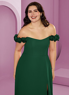 Barbie ♥ Azazie Bridesmaid Dresses Dark Green A-Line Off the Shoulder Chiffon Convertible Dress image16