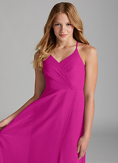 Azazie Davis Junior Fuchsia A-Line Chiffon Dress image6