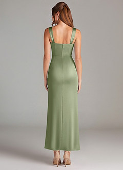 Azazie Denice Bridesmaid Dresses Pistachio Sheath Pleated Stretch Satin Dress image2