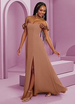 Barbie ♥ Azazie Bridesmaid Dresses Bronzer A-Line Off the Shoulder Chiffon Convertible Dress image7