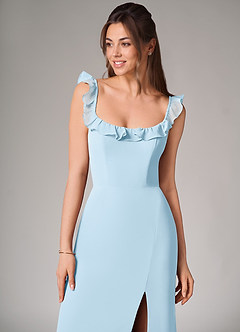 Azazie Callie Bridesmaid Dresses Sky Blue Mermaid Side Slit Chiffon Convertible Dress image6