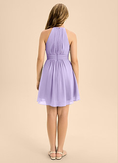 Azazie Bonnie Junior Lilac A-Line Pleated Chiffon Dress image2