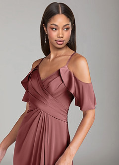 Azazie Dakota Brautjungfernkleider A-Linie Schulterfrei Stretch-Satin Kleid Amethyst image5