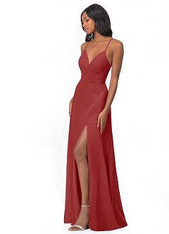 Azazie Everleigh Brautjungfernkleider A-Linie Herzchen Gefaltet Chiffon Kleid Rost image5