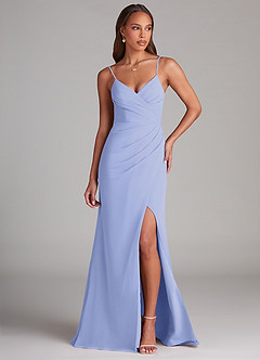 Azazie Maci Bridesmaid Dresses Lavender Sheath Pleated Chiffon Dress image1