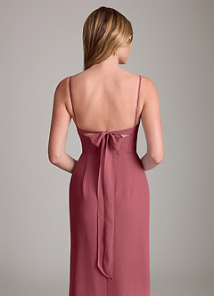 Azazie Mai Vestidos de damas de honor Vestido de Merlot de Gasa de Corte Recto con Plisado image6