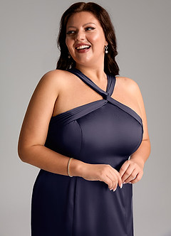 Azazie Rue Bridesmaid Dresses Stormy A-Line Pleated Stretch Satin Dress image13