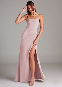 Azazie Leonis Bridesmaid Dresses Blushing Pink Sheath Strapless Chiffon Convertible Dress image1
