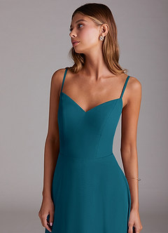 Azazie Marley Bridesmaid Dresses Ink Blue A-Line Off the Shoulder Chiffon Convertible Dress image2