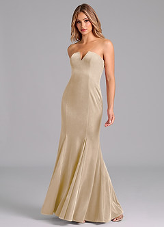 Azazie Yinnie Bridesmaid Dresses Champagne Mermaid Strapless Velvet Convertible Dress image3
