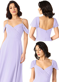 Azazie Tancie Vestidos de damas de honor Vestido de Lila de Gasa de Corte en A Convertible con Vestidos sin tirantes image6