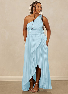Christian Siriano Bridal for Azazie 1008 Bridesmaid Dresses Sky Blue A-Line One Shoulder Stretch Satin Dress image11