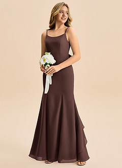 Azazie Lioren Junior Ganache Mermaid Bow Chiffon Dress image4