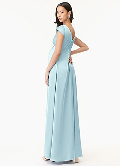 Azazie Allessia Maternity Bridesmaid Dresses A-Line Pleated Stretch Satin Floor-Length Dress image4