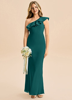 Azazie Alissa Junior Peacock A-Line Ruched Chiffon Dress image1