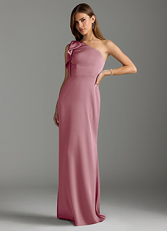Azazie Rinna Bridesmaid Dresses Vintage Mauve Mermaid Ruched Stretch Satin Dress image4