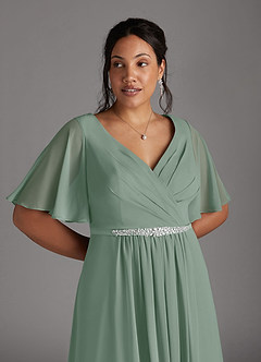 Azazie Tricia Abiti per la Madre della Sposa Abito A-Line in Chiffon con Scollo a V a Pieghe Salvia Argentata image9