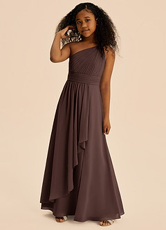 Azazie Skye Junior Ganache A-Line Pleated Chiffon Dress image4