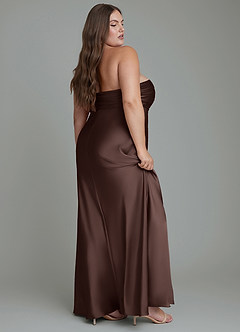 Azazie Saylor Vestidos de damas de honor Vestido Ganache de Satén Elástico de Corte Sirena con Palabra de honor image12