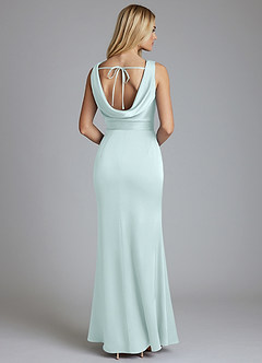 Azazie Tallie Bridesmaid Dresses Sea Glass Mermaid Pleated Stretch Satin Dress image6