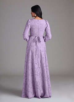 Azazie Leonia Bridesmaid Dresses Lilac A-Line Long Sleeve Floral Burnout Dress image3