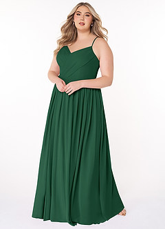Azazie Cora Bridesmaid Dresses Dark Green A-Line Pleated Chiffon Dress image8