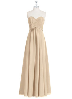 Azazie Yazmin Robes de demoiselle d'honneur Robe Trapèze Convertible en Mousseline de soie Encolure en Forme de Cœur Champagne image8