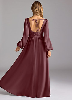 Azazie Norah Bridesmaid Dresses Sangria A-Line Stretch Satin Dress image2