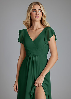 Azazie Omari Bridesmaid Dresses Dark Green A-Line Chiffon Dress image5