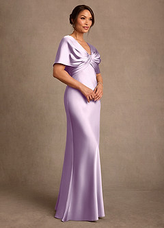 Azazie Dosia vestidos de madre de la novia Vestido de Lila Esmerilada de Satén Elástico de Corte Recto con Plisado image2